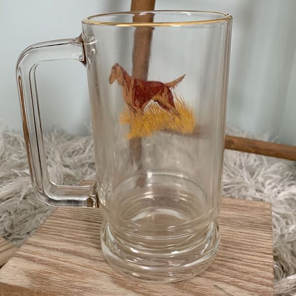 Vintage Clear Glass Beer Mug Irish Setter and Labrador Retriever - Picture 12 of 17